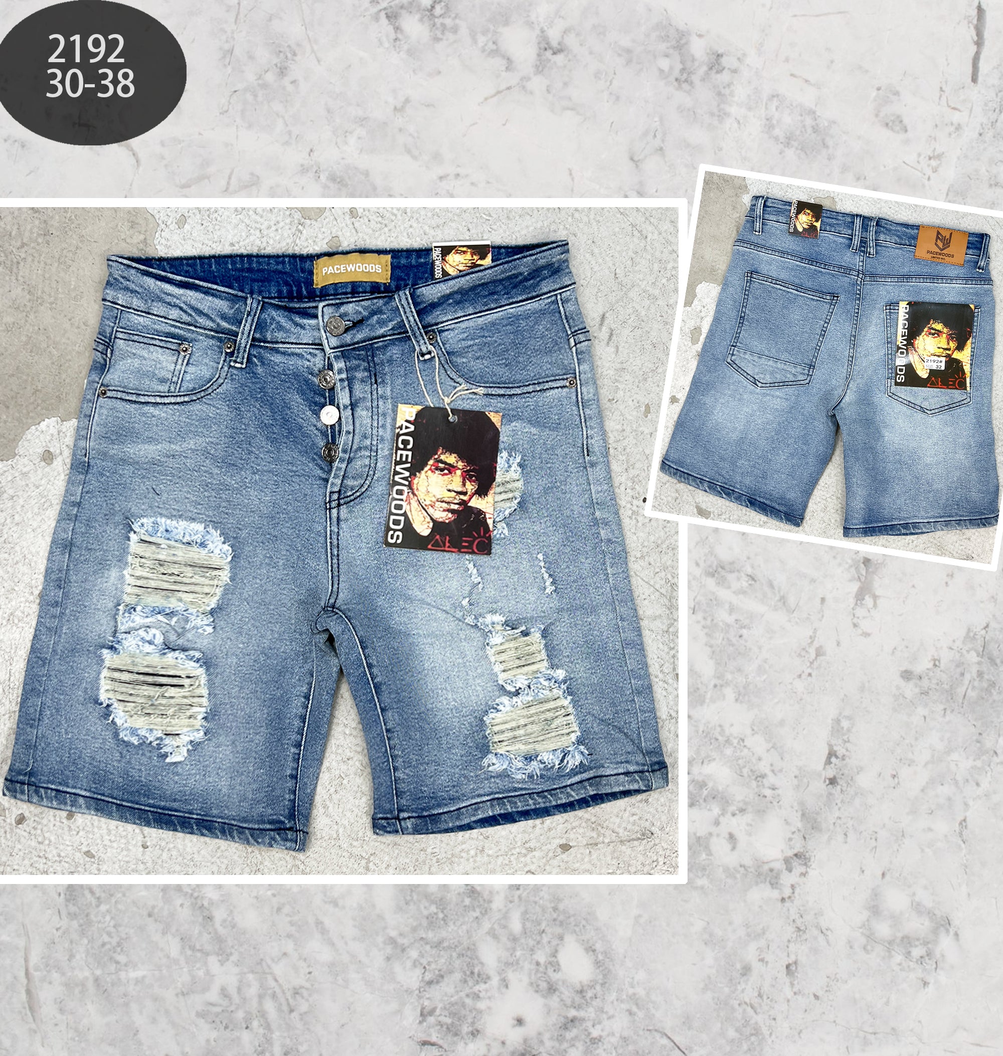 Trendy Short Blue Distressed Jeans