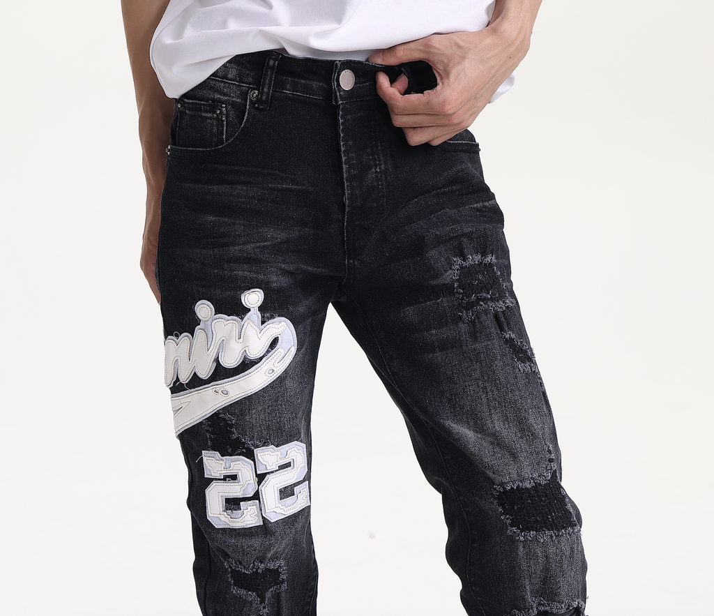 Patches Streetwear Slim Fit Jeans